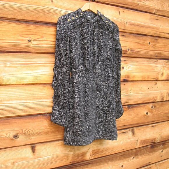 Pinko Silk Blend  Ruffle Trim Mini Dress - Picture 3 of 12